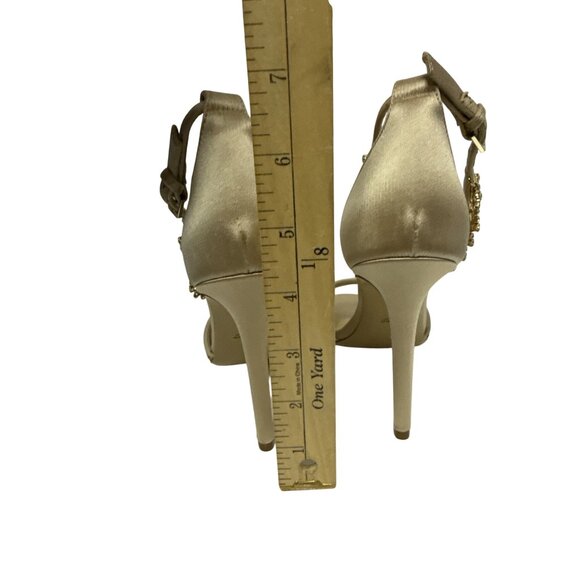 Monique Lhulillier Women's Heels Gold Crystal Embellished Stiletto EU 37 6.5 NEW - Picture 7 of 12